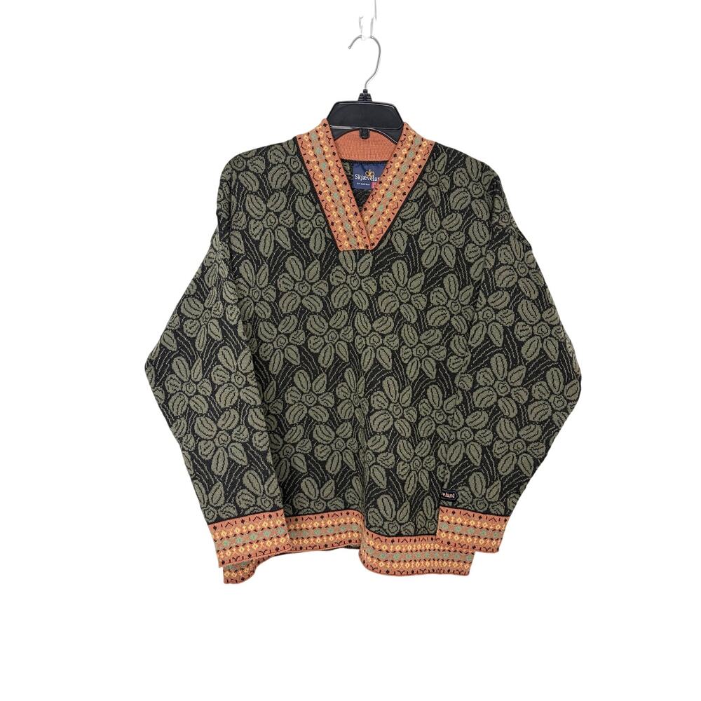 Skjaeveland of Norway Wool Sweater Sz M** V-Neck Nordic Academia Grandpacore